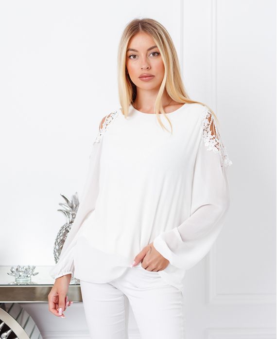 TUNIC SHOULDERS LACE 9263 WHITE