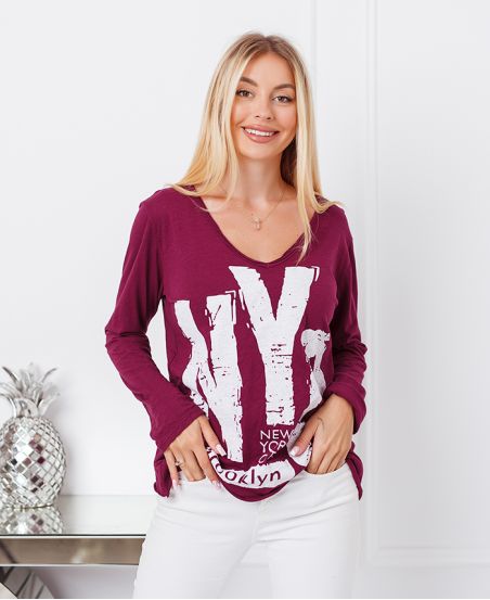 T-SHIRT IN COTONE NYC 9874 BORDEAUX