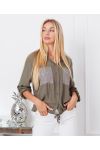 SEQUINED POCKETS SHIRT 9263 MILITARY GREEN