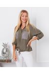 CAMICIA TASCHE PAILLETTES 9263 VERDE MILITARE