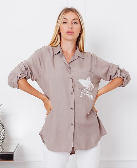 CAMISA DE BOLSILLO DE FLOCADO ETOILE 9331 TAUPE