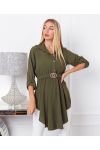 TUNIC LONG FLOWING BUCKLE 9632 MILITARY GREEN