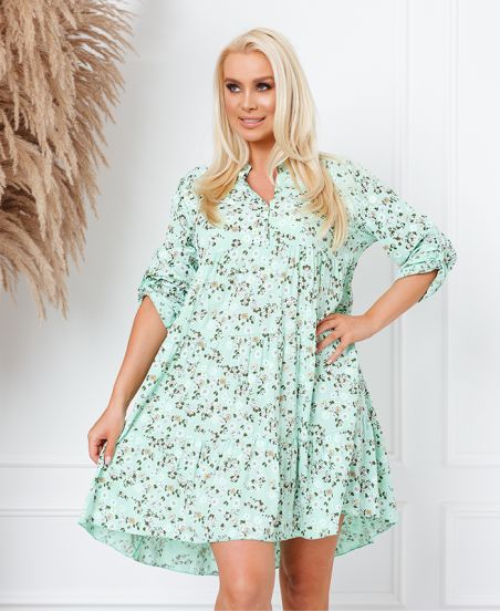 KORTE JURK UITLOPENDE KNOP HALS 8268 PASTEL GROEN