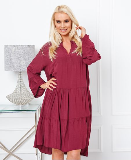 KLEID OVERSIZE FLÜSSIGKEIT 9535 BORDEAUX