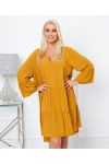 KLEID OVERSIZE FLÜSSIGKEIT 9535 SENF