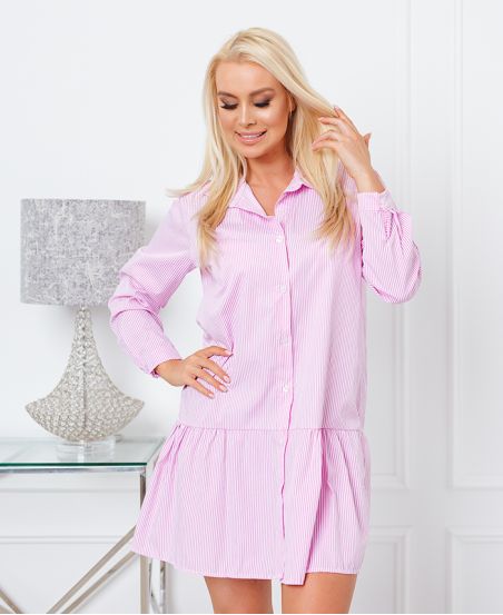 ABITO CAMICIA A RIGHE EVASEE 21288 ROSA