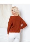 PULL MAILLE CROISE 01 BRIQUE