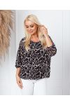 TUNIQUE VOILAGE DOUBLEE 3680 LEOPARD NOIR