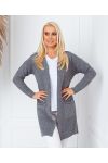 GILET MAILLE LONG 2 POCHES 908 GRIS FONCE