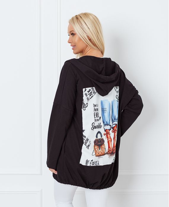 FANCY BACK HOODED JACKET 8985 ZWART