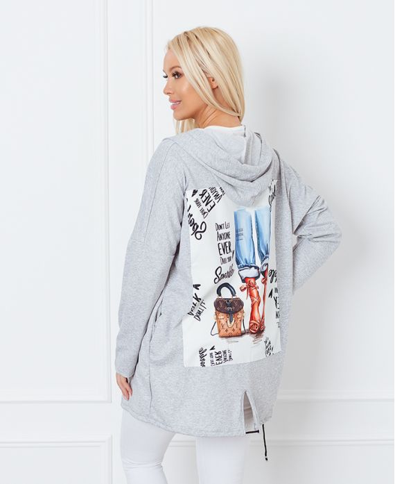 FANCY BACK HOODED JACKET 8985 GREY