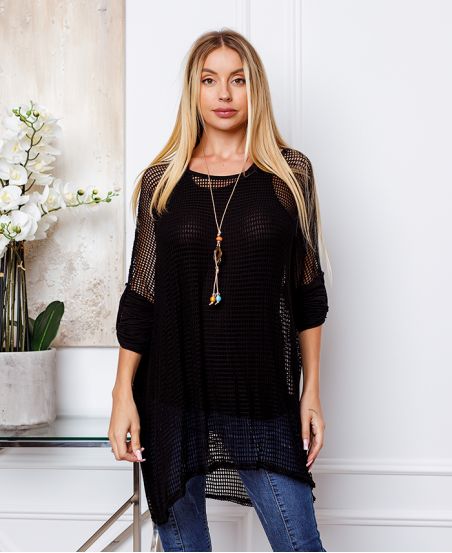 TUNIC 2 PIECES + NECKLACE OFFERED BLACK 20207