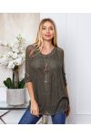 2 PIECES TUNIC + NECKLACE OFFERED MILITARY GREEN 20207