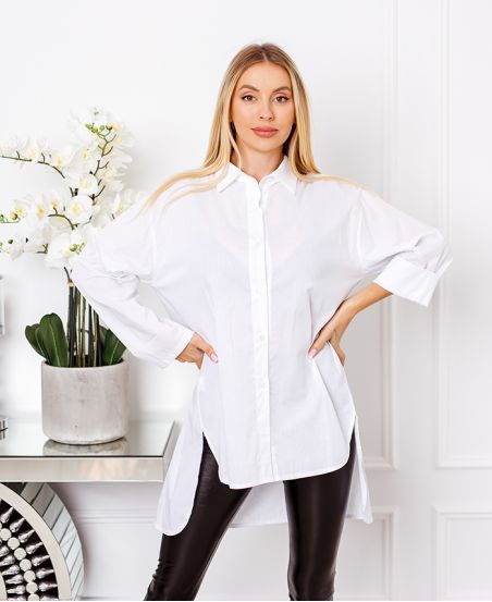 ASYMMETRICAL LONG SHIRT 2709 WHITE