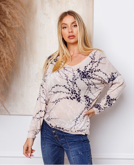 MAGLIA FINE TACHETE 2718 BEIGE