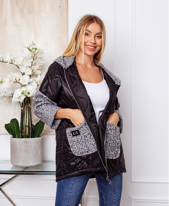 CHAQUETA DE PLUMA BI-MATERIAL 20368 GRIS