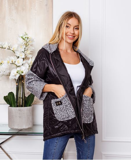 CHAQUETA DE PLUMA BI-MATERIAL 20368 GRIS