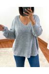 PULLOVER CON SCOLLO A V 952 GRIGIO CHIARO