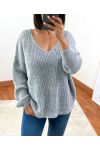 PULLOVER CON SCOLLO A V 952 GRIGIO CHIARO