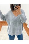 V-NECK PULLOVER 952 LIGHT GREY