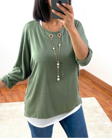 SWEATER 2 PIECES JEWEL INTEGRE 8372 MILITARY GREEN