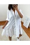 ROBE CHEMISE LONGUE A BOUTONS 20403 BLANC