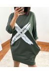 PULLOVER SWEATSHIRT GOOD VIBES ONLY 4040 MILITARY GREEN