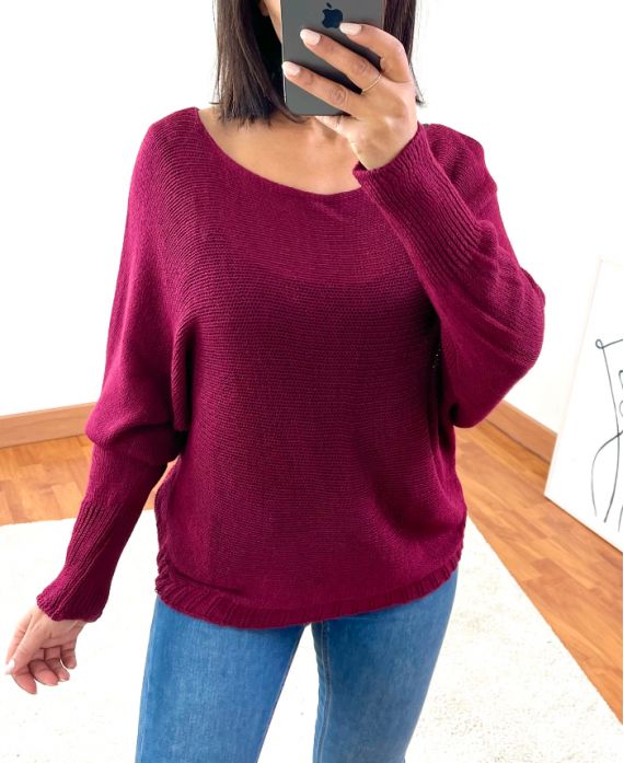 BASIC KNIT SWEATER 815 BURGUNDY