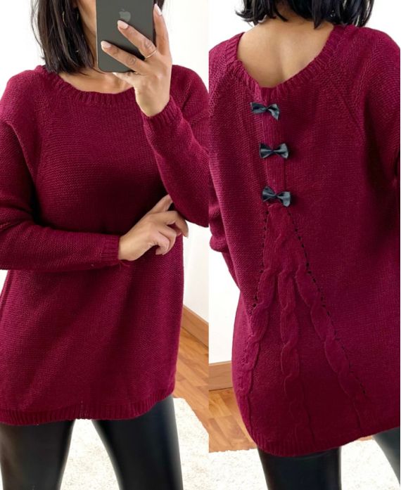 PULLOVER INDIETRO CON PICCOLI NODI 802 BORGOGNA