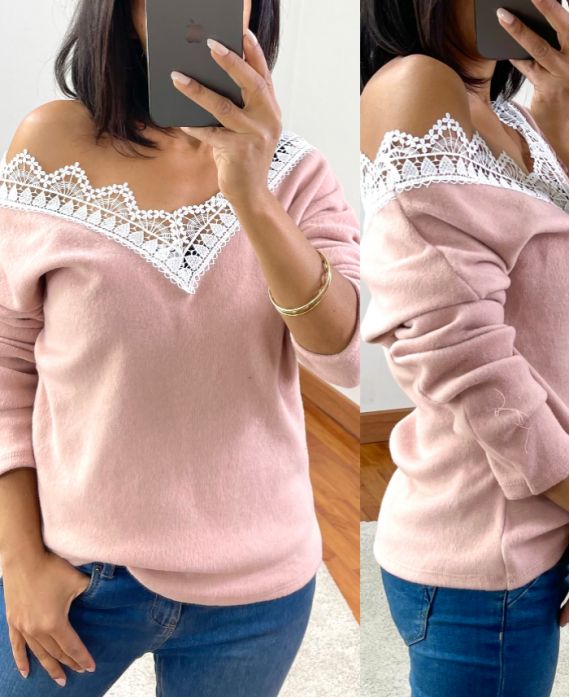 SWEET SWEATER LACE 1477 ROZE