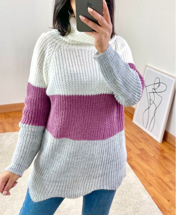 PULLOVER TURTLENECK MULTI-COLOR A102 PURPLE