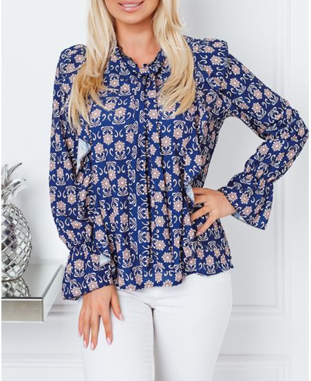 BLUSA STAMPATA 9700I2 BLU NAVY