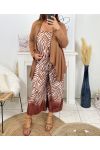 CONJUNTO DE TOP CAMISOLA DE TALLA GRANDE CON PANTALONES ELEGANTES A JUEGO 1000 MARRÓN