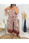 GRANDE TAILLE ENSEMBLE TOP CARACO AVEC PANTALON ASSORTI CHIC 1000 MARRON