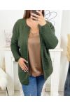 GRANDE TAILLE GILET 2 POCHES MAILLE 22004 VERT MILITAIRE