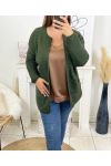 GRANDE TAILLE GILET 2 POCHES MAILLE 22004 VERT MILITAIRE