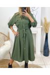 ROBE LONGUE A BOUTONS 1908 VERT MILITAIRE